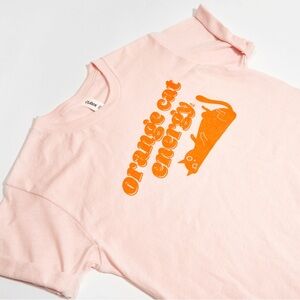CatLady Pink and Orange Cat Graphic T-Shirt Small NEVER WORN